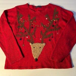 Northern Isle Beaded Xmas Christmas Sweater Reindeer